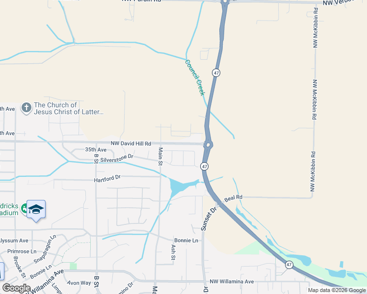 map of restaurants, bars, coffee shops, grocery stores, and more near 2091 35th Avenue in Forest Grove