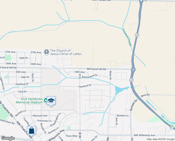 map of restaurants, bars, coffee shops, grocery stores, and more near 1839 35th Avenue in Forest Grove