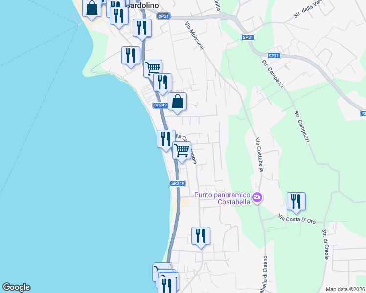 map of restaurants, bars, coffee shops, grocery stores, and more near 12 Piazza Serenissima in Bardolino