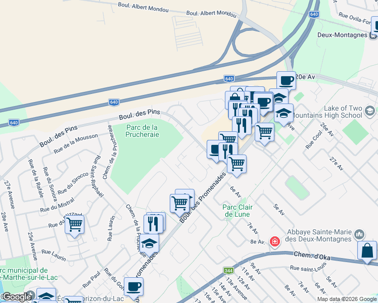 map of restaurants, bars, coffee shops, grocery stores, and more near 911 Rue des Bosquets in Sainte-Marthe-sur-le-Lac