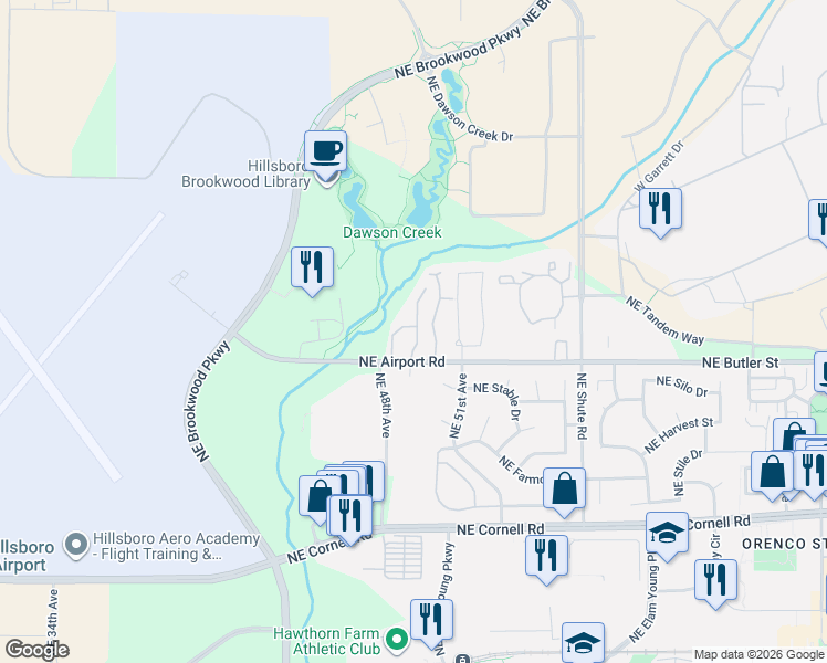 map of restaurants, bars, coffee shops, grocery stores, and more near 1987 Northeast 49th Way in Hillsboro