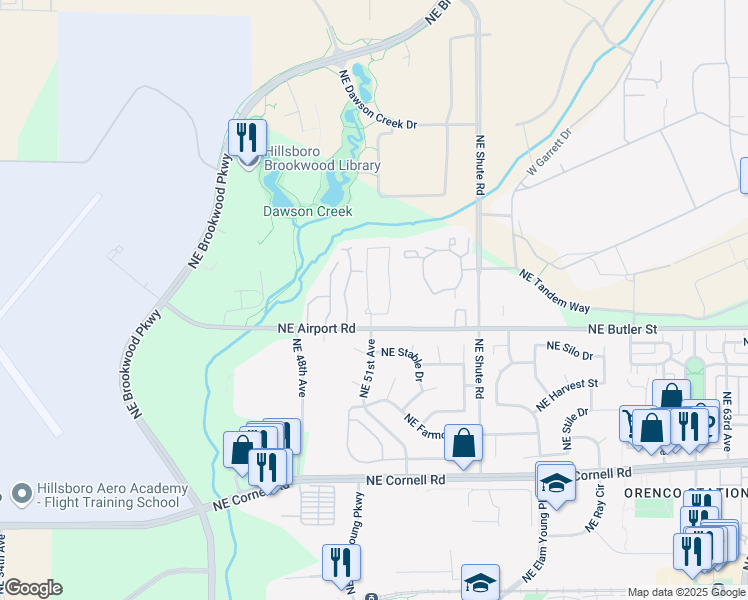 map of restaurants, bars, coffee shops, grocery stores, and more near 1935 Northeast 51st Avenue in Hillsboro