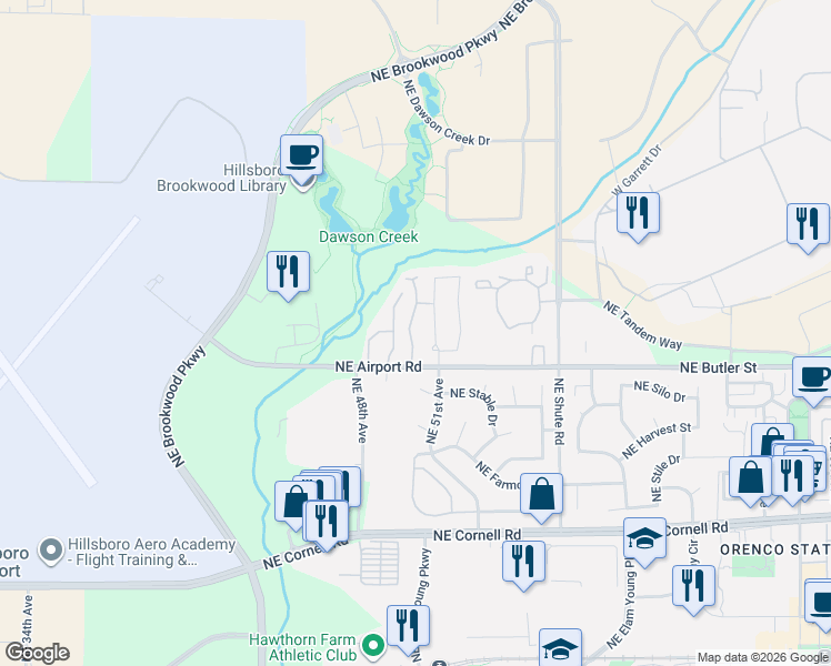 map of restaurants, bars, coffee shops, grocery stores, and more near 1998 Northeast 50th Way in Hillsboro