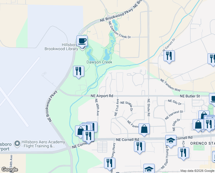 map of restaurants, bars, coffee shops, grocery stores, and more near 1998 Northeast 49th Way in Hillsboro
