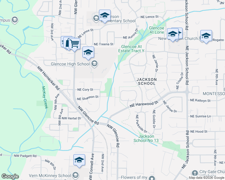 map of restaurants, bars, coffee shops, grocery stores, and more near 233 Northeast Shannon Street in Hillsboro
