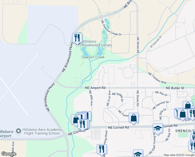 map of restaurants, bars, coffee shops, grocery stores, and more near 1993 Northeast 48th Way in Hillsboro