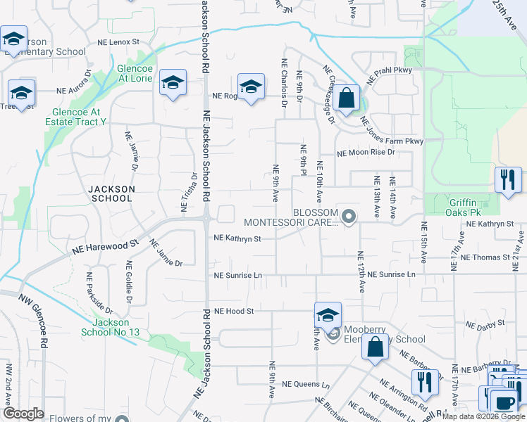 map of restaurants, bars, coffee shops, grocery stores, and more near 860 Northeast Josephine Street in Hillsboro