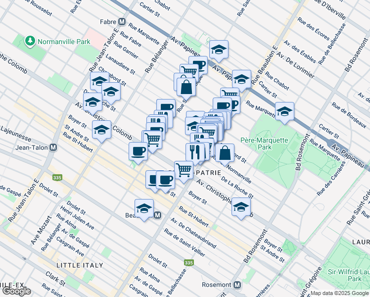 map of restaurants, bars, coffee shops, grocery stores, and more near 438b Place Jacques-Cartier in Montréal