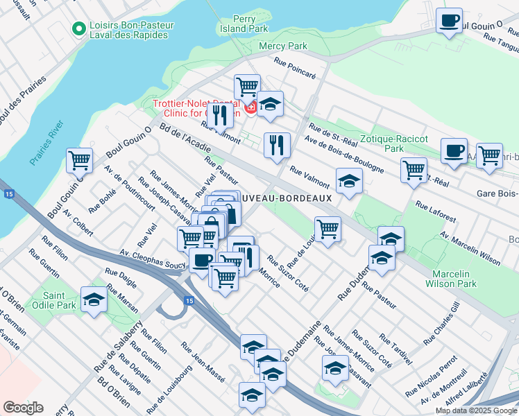 map of restaurants, bars, coffee shops, grocery stores, and more near in Montreal