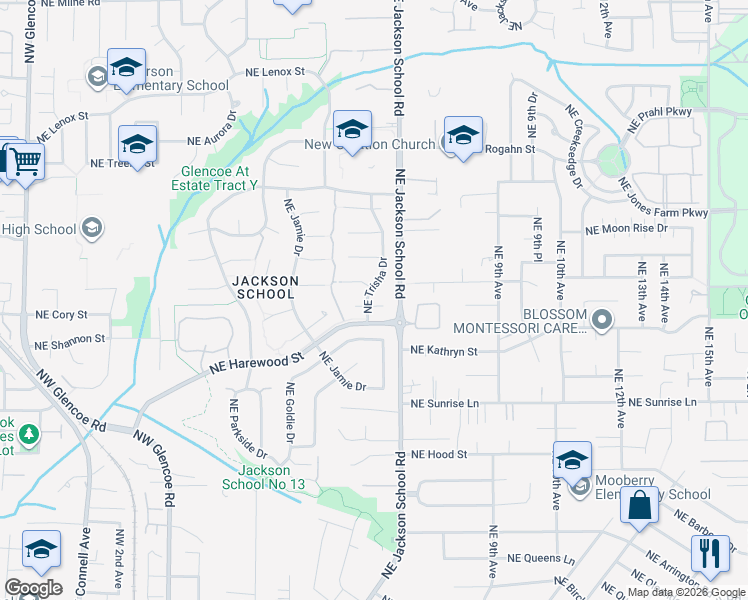 map of restaurants, bars, coffee shops, grocery stores, and more near 1970 Northeast Trisha Drive in Hillsboro