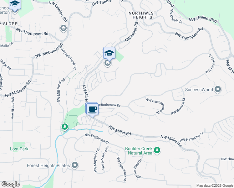 map of restaurants, bars, coffee shops, grocery stores, and more near 2359 Northwest Birkendene Street in Portland