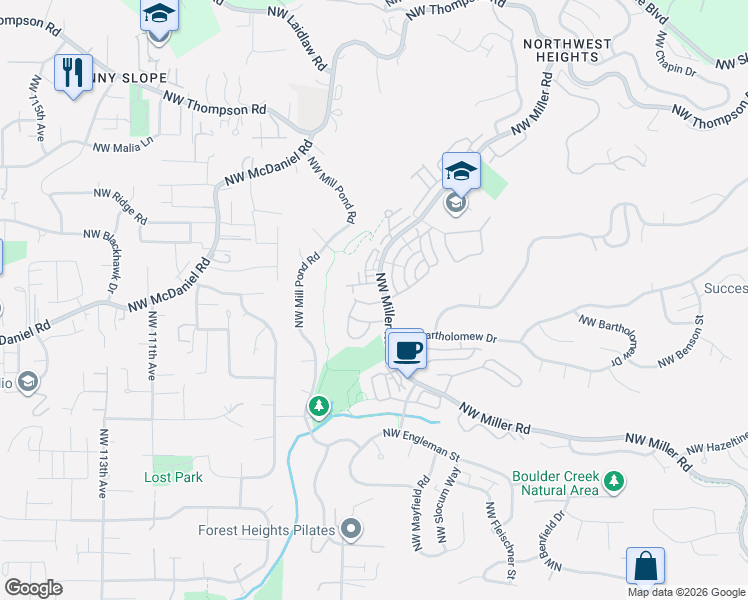 map of restaurants, bars, coffee shops, grocery stores, and more near 10217 Northwest Alder Grove Lane in Portland
