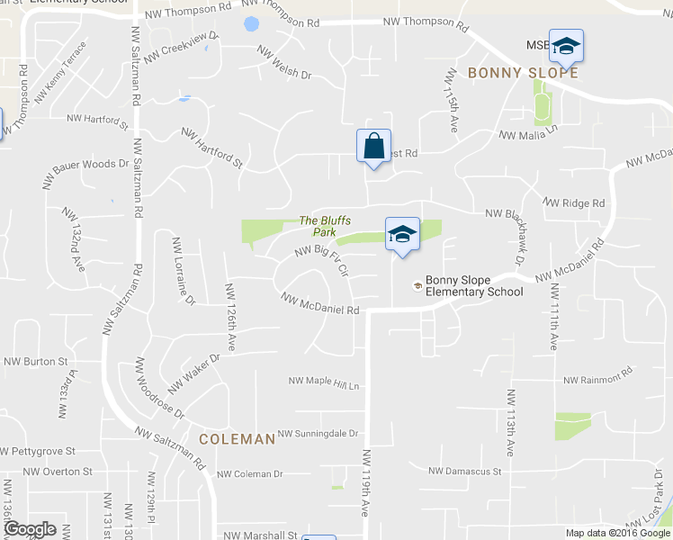 map of restaurants, bars, coffee shops, grocery stores, and more near 12045 Northwest Big Fir Circle in Portland