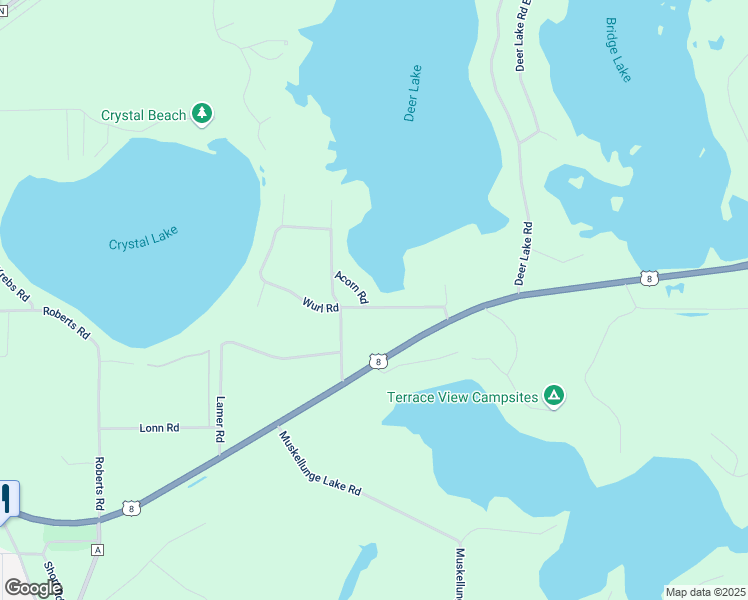 map of restaurants, bars, coffee shops, grocery stores, and more near W5380 Wurl Road in Tomahawk