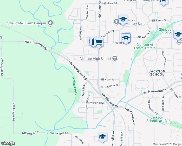 map of restaurants, bars, coffee shops, grocery stores, and more near 236 Northwest Glencory Street in Hillsboro