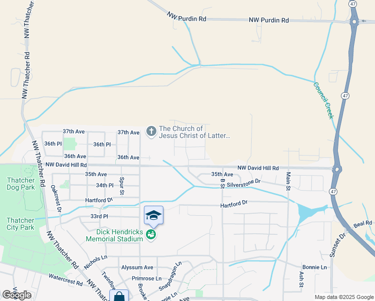 map of restaurants, bars, coffee shops, grocery stores, and more near Northwest David Hill Road in Forest Grove