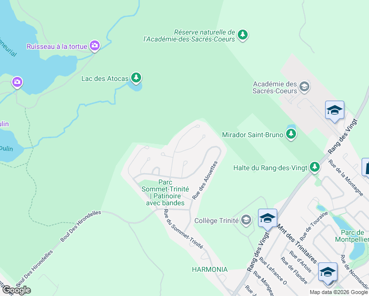 map of restaurants, bars, coffee shops, grocery stores, and more near 895 Place de la Corniche in Saint-Bruno-de-Montarville