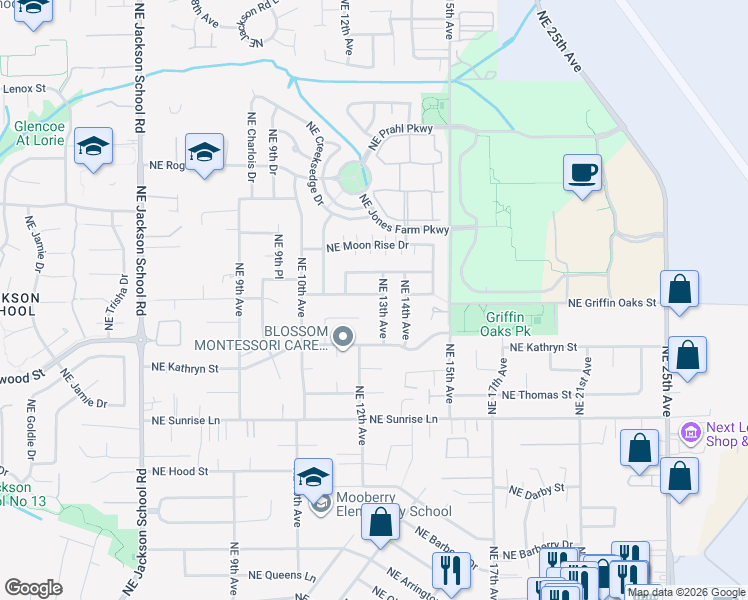 map of restaurants, bars, coffee shops, grocery stores, and more near 1286 Northeast Morning Sun Drive in Hillsboro