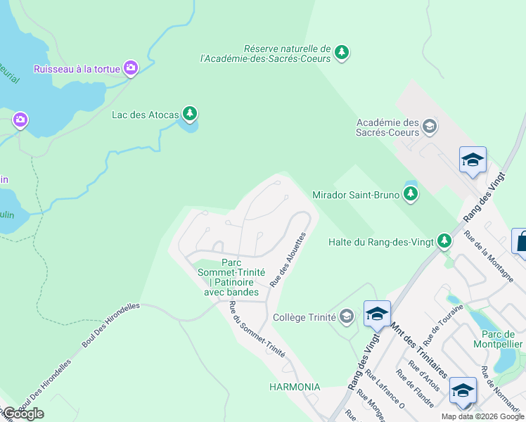map of restaurants, bars, coffee shops, grocery stores, and more near 905 Place de la Corniche in Saint-Bruno-de-Montarville