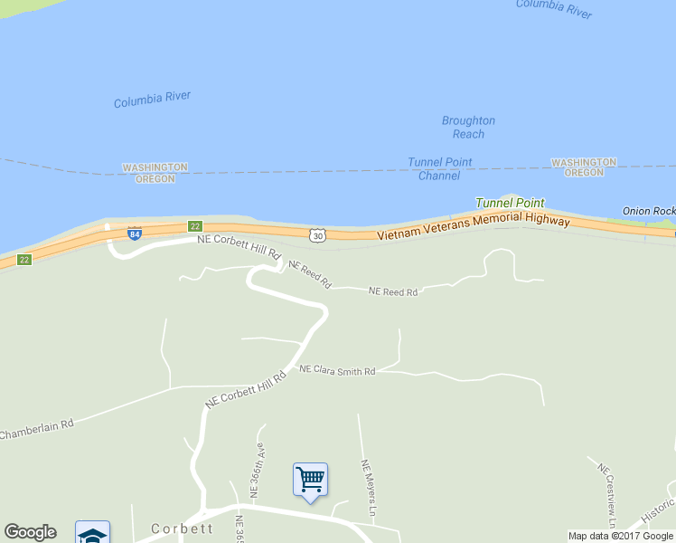 map of restaurants, bars, coffee shops, grocery stores, and more near 36909 Northeast Reed Road in Corbett