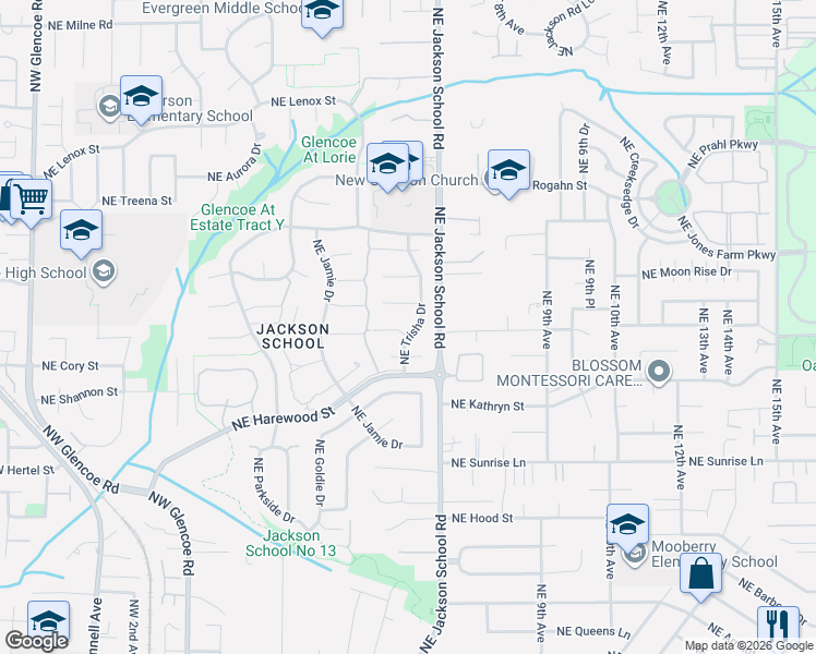 map of restaurants, bars, coffee shops, grocery stores, and more near 679 Northeast Maryann Court in Hillsboro