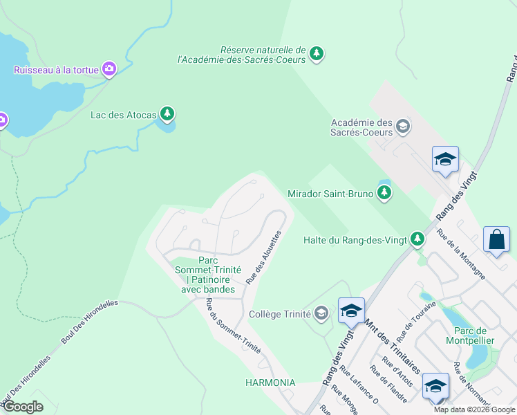 map of restaurants, bars, coffee shops, grocery stores, and more near 930 Place de la Corniche in Saint-Bruno-de-Montarville