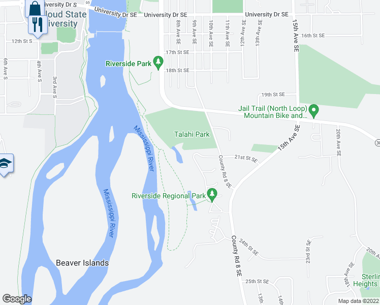 map of restaurants, bars, coffee shops, grocery stores, and more near 2131 Liberty Glen Loop in St. Cloud