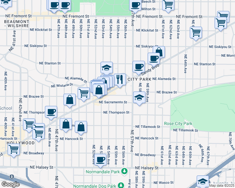 map of restaurants, bars, coffee shops, grocery stores, and more near in Portland
