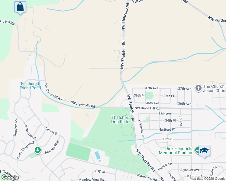 map of restaurants, bars, coffee shops, grocery stores, and more near 3073 Northwest Thatcher Road in Forest Grove