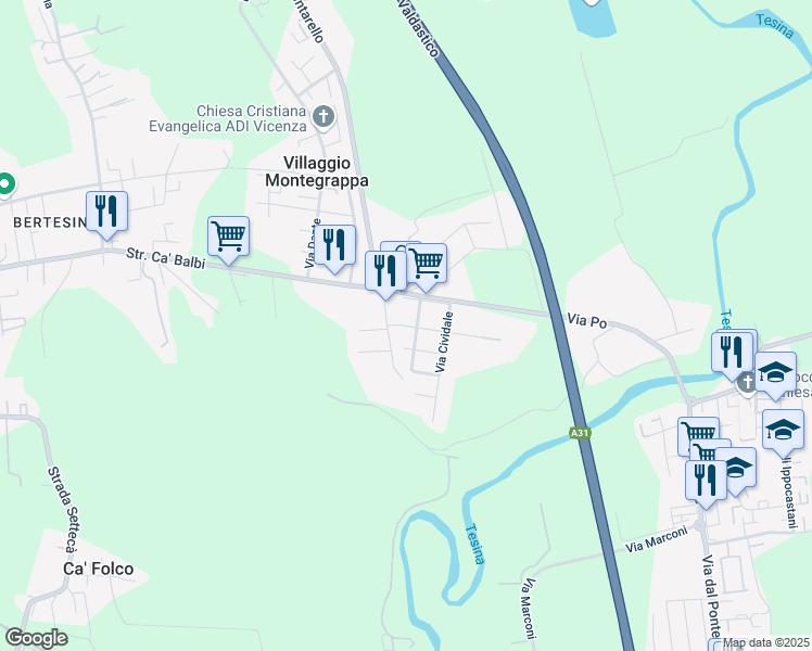 map of restaurants, bars, coffee shops, grocery stores, and more near 5 Via Monte Nero in Marola