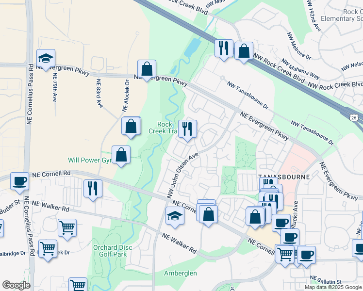 map of restaurants, bars, coffee shops, grocery stores, and more near 8911 Northeast Northwest Colonnade Drive in Hillsboro