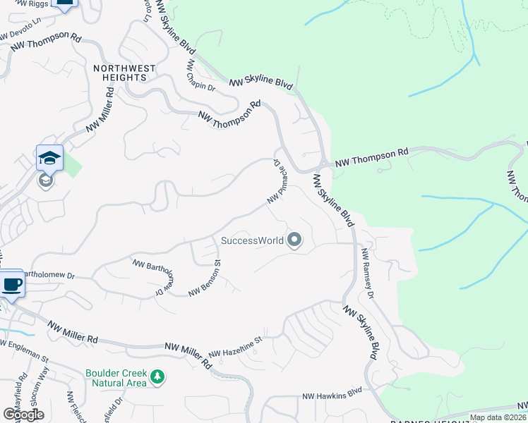map of restaurants, bars, coffee shops, grocery stores, and more near 8534 Northwest Timber Ridge Court in Portland