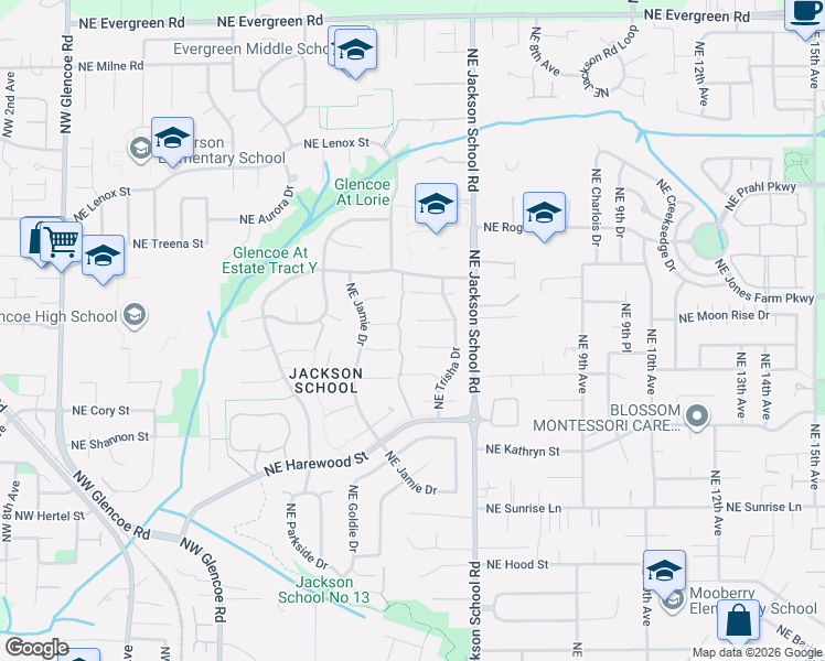 map of restaurants, bars, coffee shops, grocery stores, and more near 664 Northeast Regan Court in Hillsboro