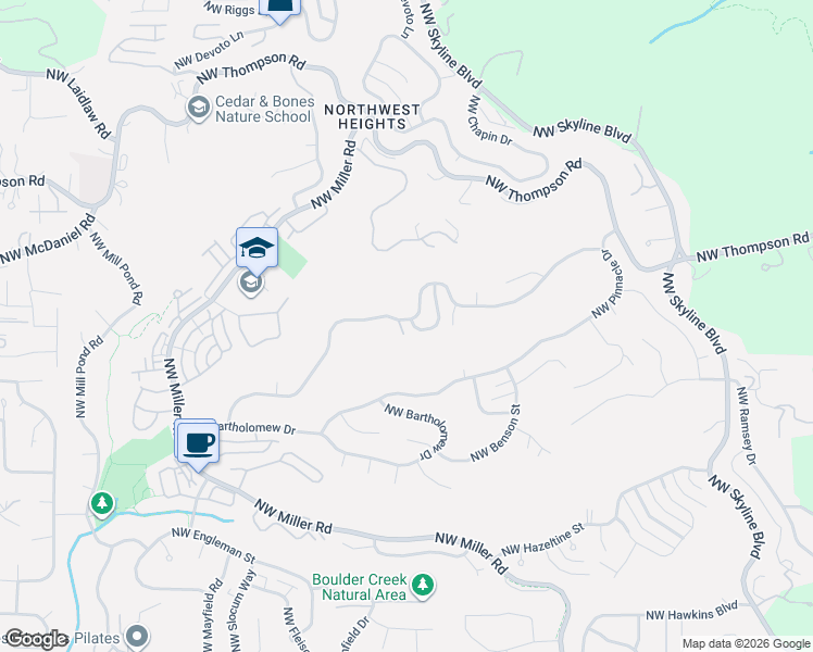 map of restaurants, bars, coffee shops, grocery stores, and more near 9137 Northwest Esson Court in Portland