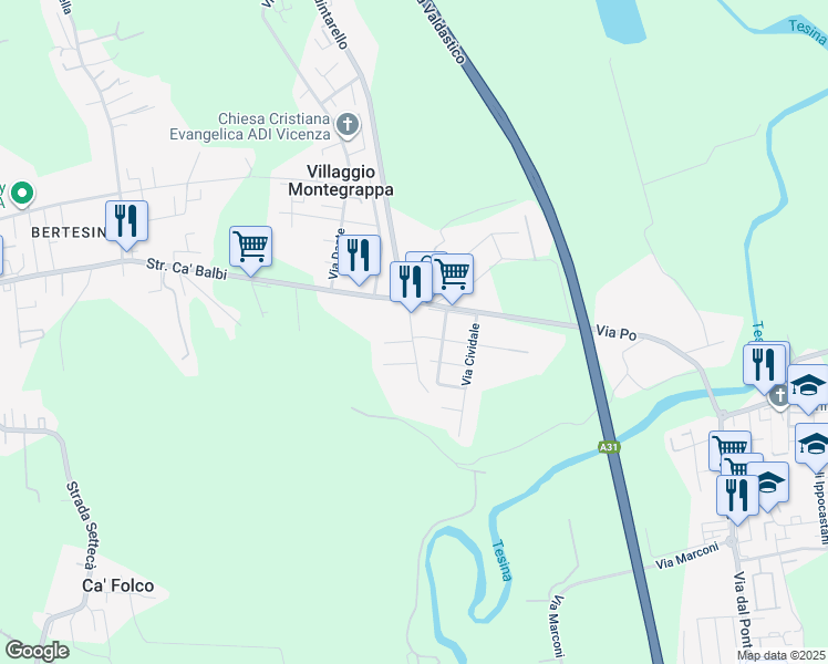 map of restaurants, bars, coffee shops, grocery stores, and more near 5 Via Monte Nero in Marola