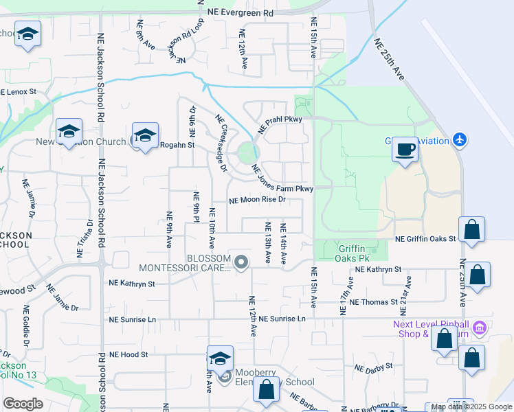 map of restaurants, bars, coffee shops, grocery stores, and more near 2375 Northeast Ashton Way in Hillsboro