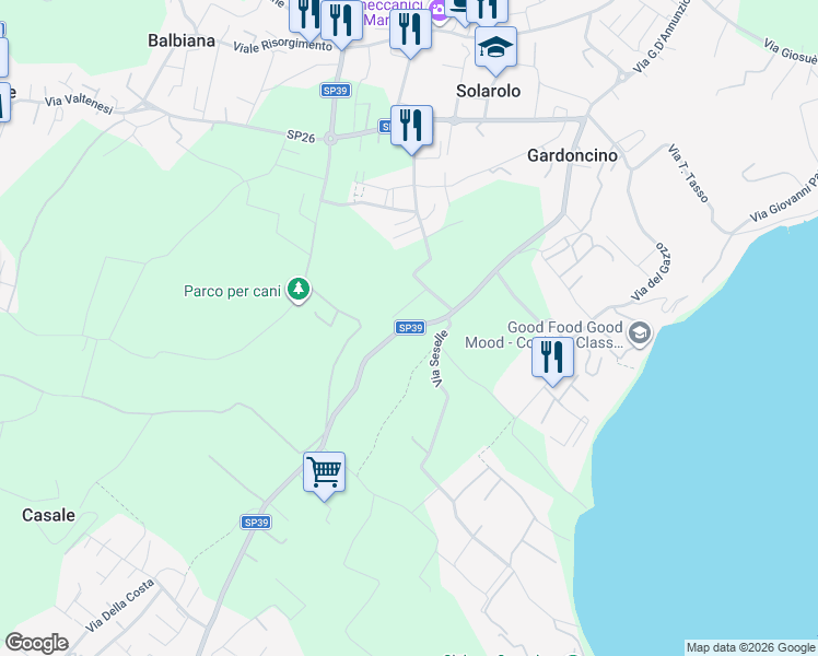 map of restaurants, bars, coffee shops, grocery stores, and more near 56 Via San Martino in Provincia di Brescia