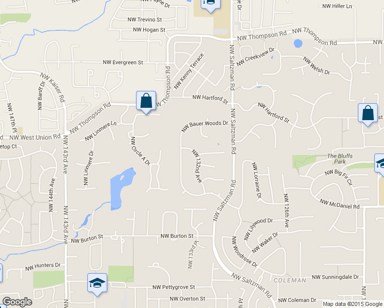 map of restaurants, bars, coffee shops, grocery stores, and more near 3055 Northwest 132nd Avenue in Portland