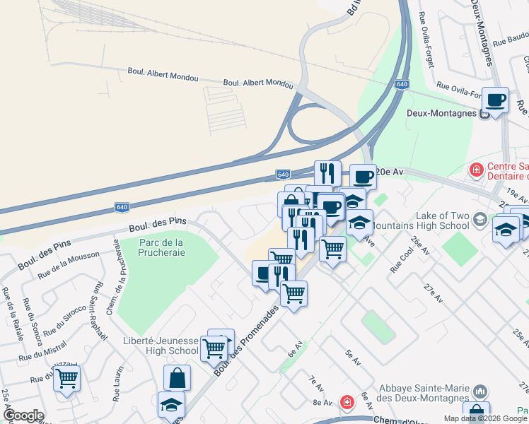 map of restaurants, bars, coffee shops, grocery stores, and more near 352 Rue du Grillon in Sainte-Marthe-sur-le-Lac