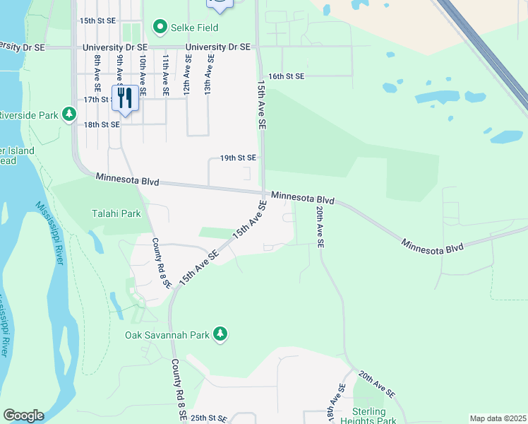 map of restaurants, bars, coffee shops, grocery stores, and more near 1980 15th Avenue Southeast in St. Cloud