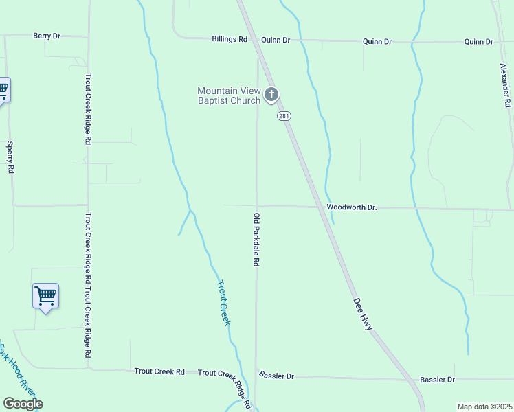 map of restaurants, bars, coffee shops, grocery stores, and more near 4425 Woodworth Drive in Mount Hood