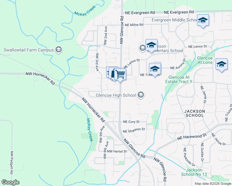 map of restaurants, bars, coffee shops, grocery stores, and more near 2991 Northwest Glencoe Road in Hillsboro