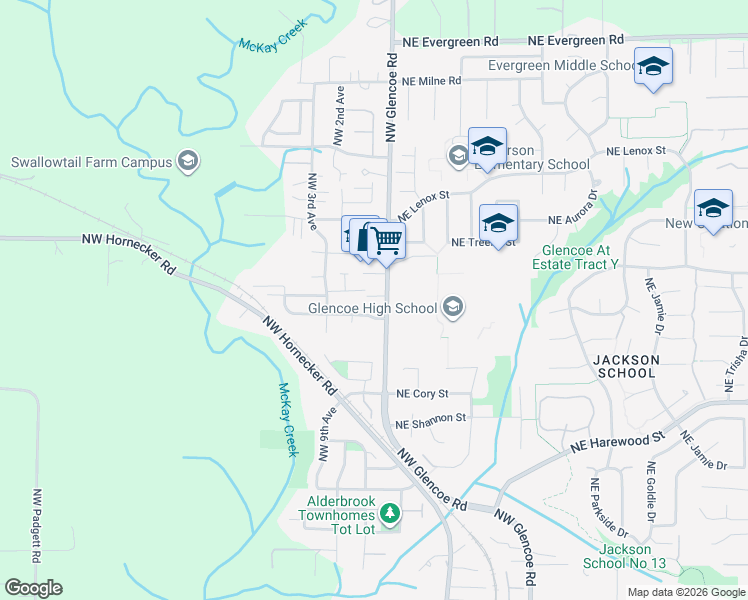 map of restaurants, bars, coffee shops, grocery stores, and more near 2993 Northwest Glencoe Road in Hillsboro