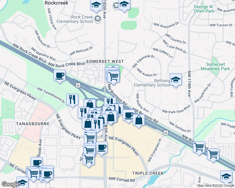 map of restaurants, bars, coffee shops, grocery stores, and more near in West Union