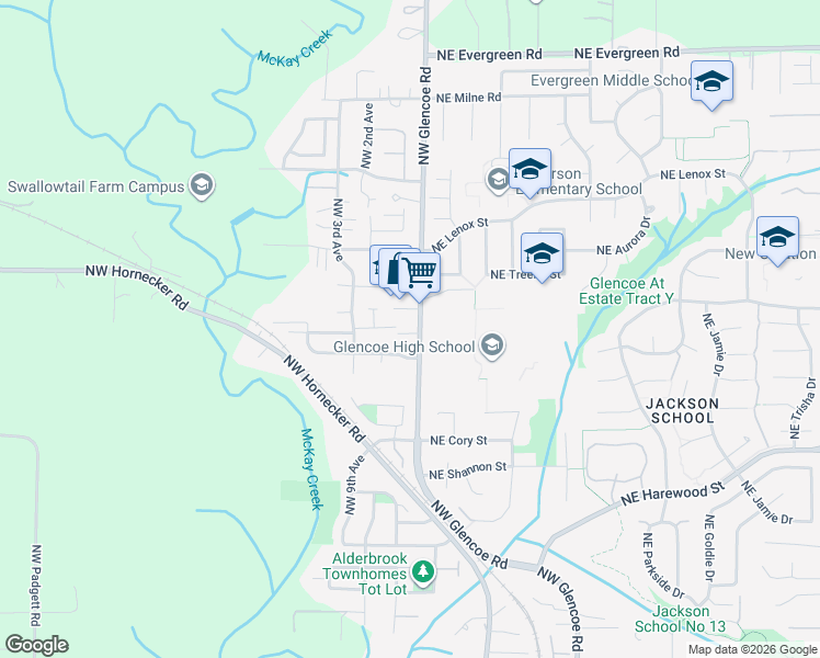 map of restaurants, bars, coffee shops, grocery stores, and more near 3191 Northwest Glencoe Road in Hillsboro