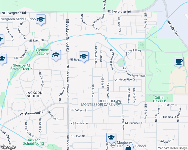 map of restaurants, bars, coffee shops, grocery stores, and more near 934 Northeast Simmental Street in Hillsboro