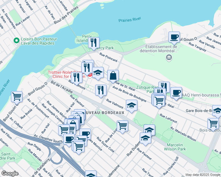 map of restaurants, bars, coffee shops, grocery stores, and more near 1560 Rue de Salaberry in Montréal