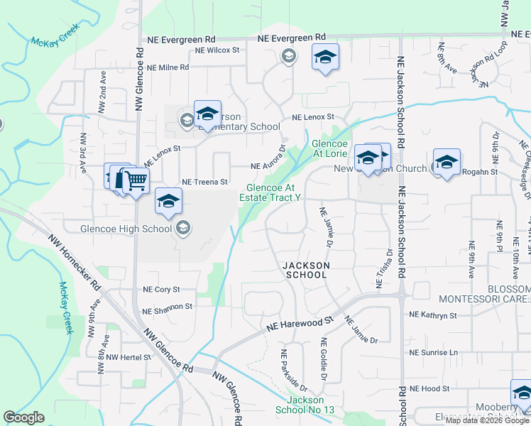 map of restaurants, bars, coffee shops, grocery stores, and more near 2285 Northeast Estate Drive in Hillsboro