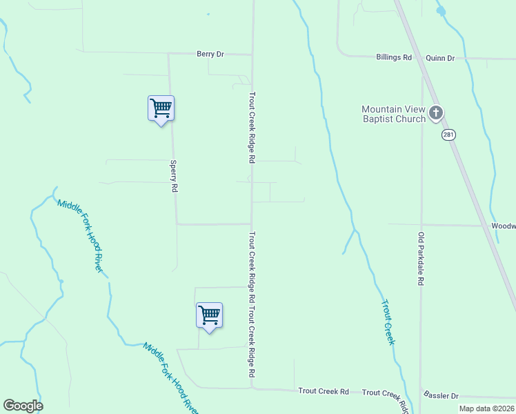 map of restaurants, bars, coffee shops, grocery stores, and more near 6450 Trout Creek Ridge Road in Mount Hood