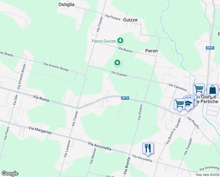 map of restaurants, bars, coffee shops, grocery stores, and more near 230/3 Via Roma in San Giorgio delle Pertiche